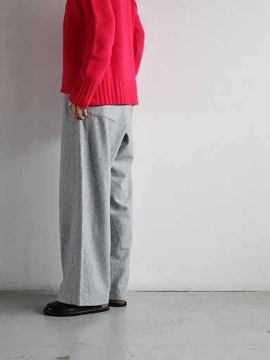 eleven 2nd / イレブンセカンド Wool Flannel Wide Pants / Lt.grey 