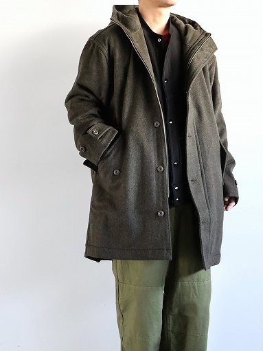 parages (パハージ) Refuge Wool Coat / dark olive melange