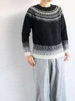 HARLEYSnow Shower Yoke Crew Pullover - Supersoft LambsWool - WHITE / BLACK (LADIES) ڢ40%OFF