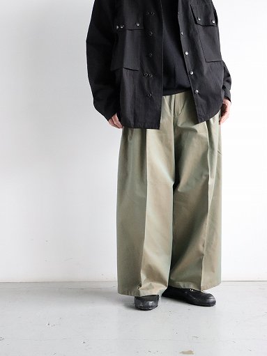 aie Tucked Wide Pant - Cotton Gabardine /Olive (OT725)