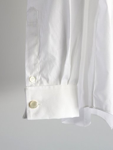 Sans limite (サンリミット) BOX STAND COLLAR 比翼 SHIRTS - DOUBLE CUFFS / WHITE