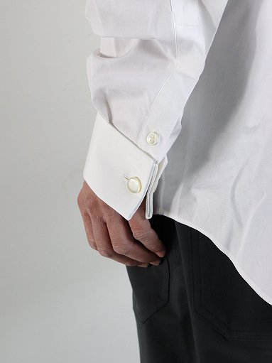 Sans limite (サンリミット) BOX STAND COLLAR 比翼 SHIRTS - DOUBLE CUFFS / WHITE