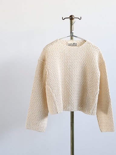 unfil (アンフィル)　double honeycomb mesh sweater / ecru (WFSP-UW127)