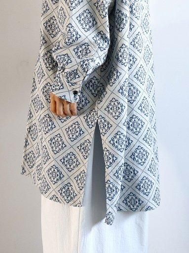 OUTIL CHEMISIER PLEURE - ECRU / INDIGO (OV-S005) OUTIL CHEMISIER PLEURE - ECRU / INDIGO (OV-S005)