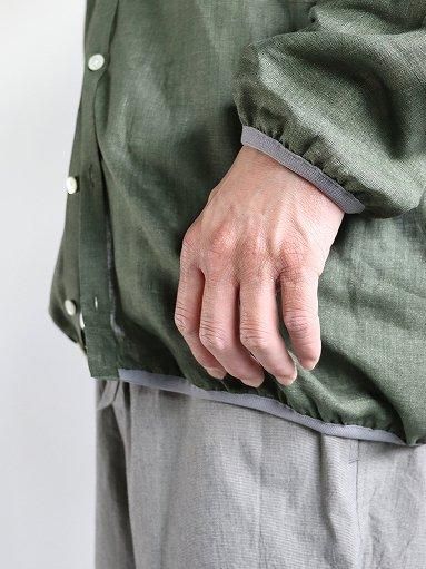 KIMURA narrowing/cardigan - Albini linen / GREEN (シャツカーディガン)