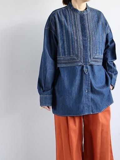 Blouse ファッション Pheeta Trinity Shirt デニムシャツ ピンタック