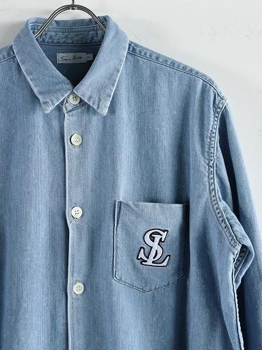 Sans limite ダークデニム 長袖シャツ サイズ1 Sans limite (サンリミット) 刺繍 2本針ボックスレギュラー