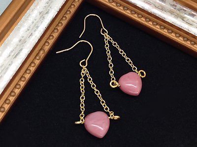 天然石/シリシャスシストのハートゆらゆらピアス - 天然石アクセサリー