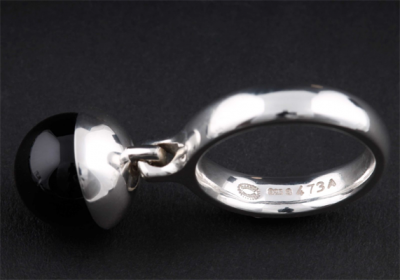 スターリングシルバー スフィアリング 指輪 #473A ブラックアゲイト 