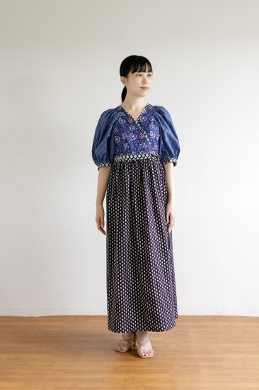 ボリューム袖のカシュクールワンピース（晩夏カラー）キット - Pattern&Fabric Shop Lilla Blomma