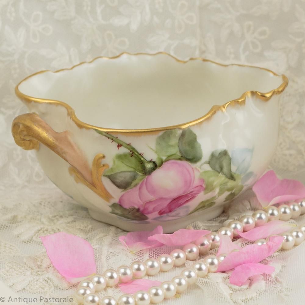 リモージュ ハンドペイント 薔薇のティーフォーワン セット