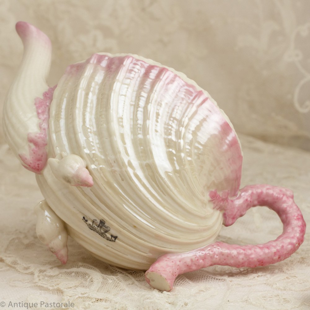 Belleek ベリーク 「ネプチューン 」 貝殻のティーセット ピンク 