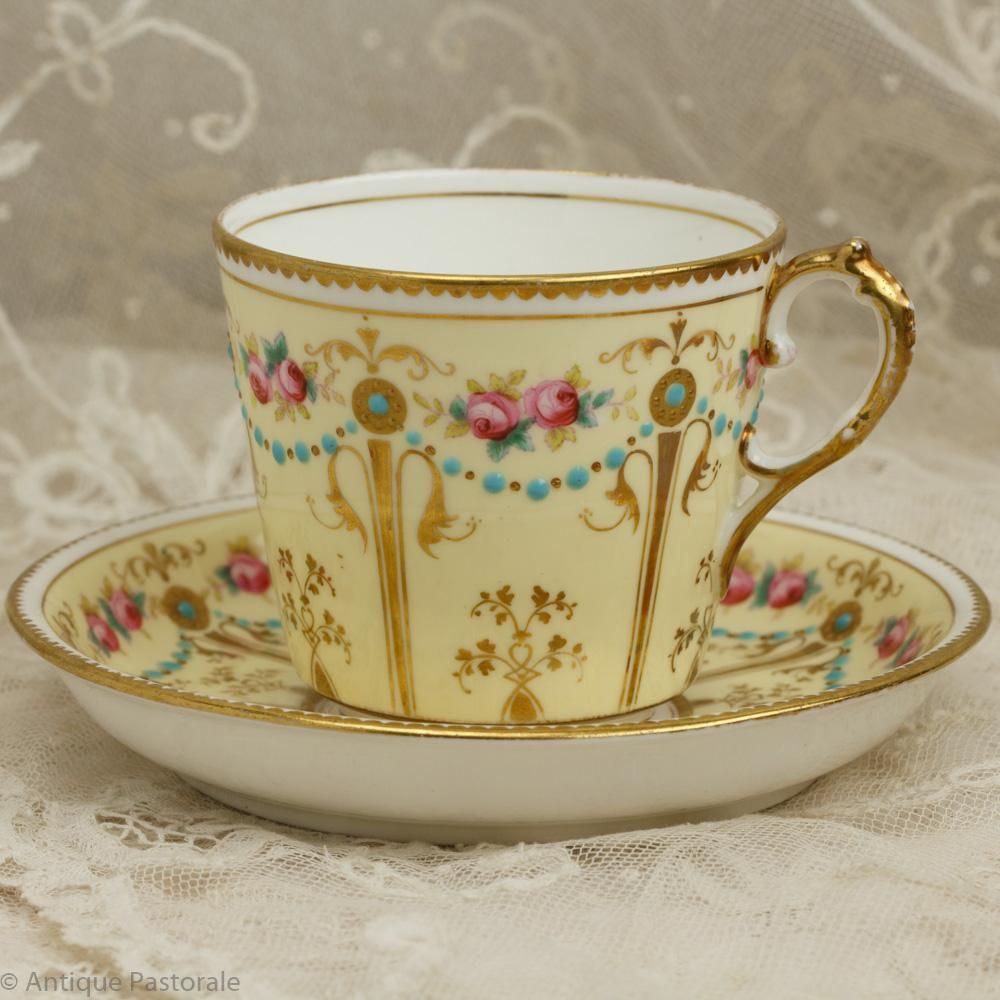 アーリーミントン ノーマーク ターコイズのビジューと薔薇の花