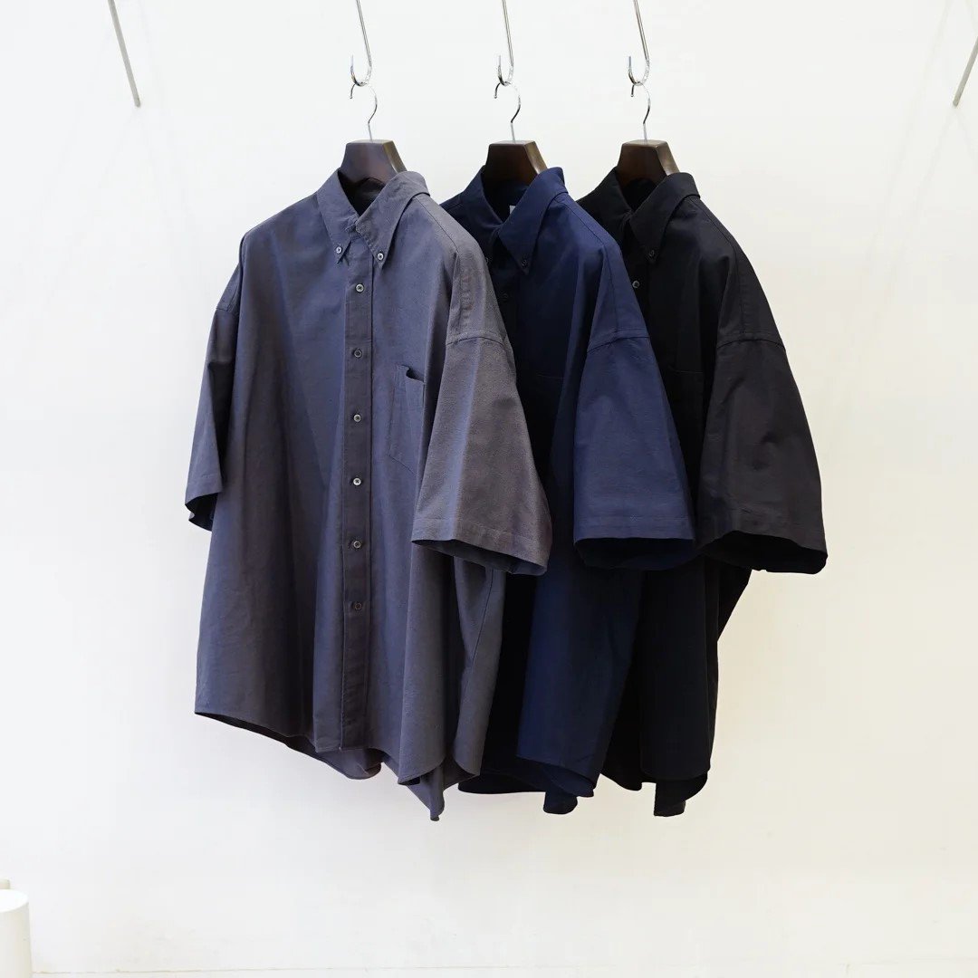 Graphpaper(եڡѡ)Oxford S/S Oversized B.D Shirt (GM24250021B) /Gray/Navy/Black