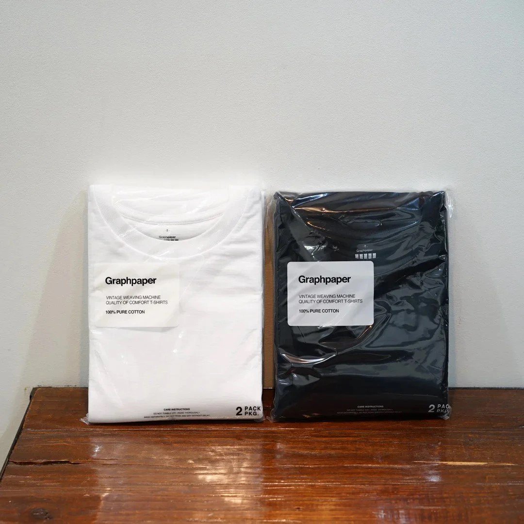 Graphpaper (եڡѡ)2Pack Crew Neck Tee(GU243-70101B)/White/Black