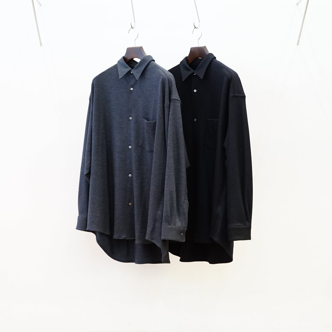 Graphpaper (եڡѡ) Wool Smooth Oversized Regular Collar Shirt (GM244-50010)/Gray/Black/