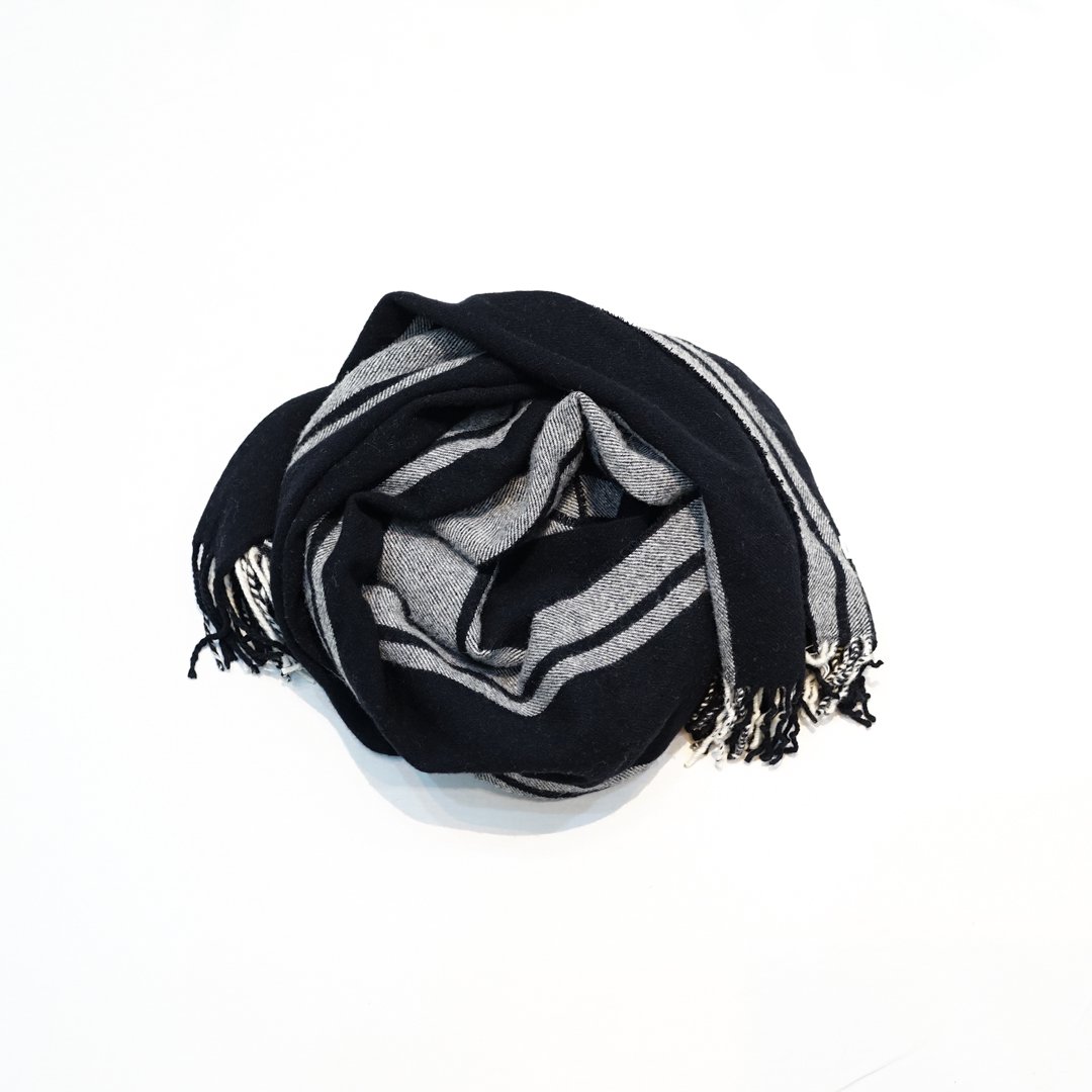 Loomer(롼ޡ)Lambs Wool Stripe Stole/Black Stripe