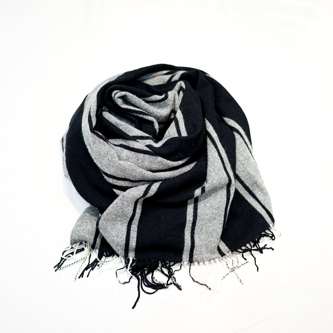 Loomer(롼ޡ) Lambs Wool Stripe Stole(LM324-KT03)/Black Stripe