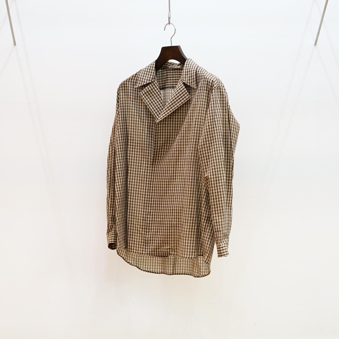 AURALEE (꡼) Airy Light Cotton Check P/O Shirt/Brown Gingham Check