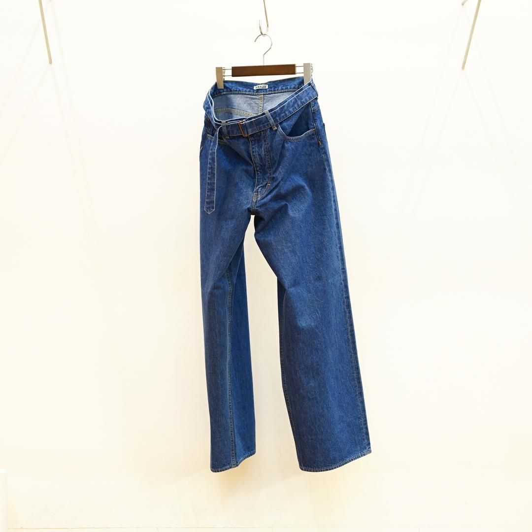 AURALEE (꡼) Selvedge Light Oz Denim Belted Pants/Midium Washed Indigo