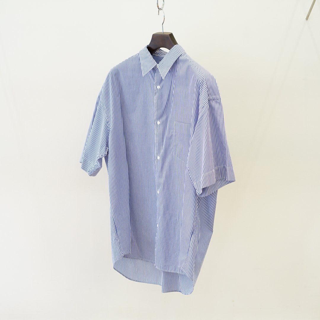 Graphpaper Broad S/S Oversized Regular Collar Shirt(GM232-50003STB) /Blue Stripe