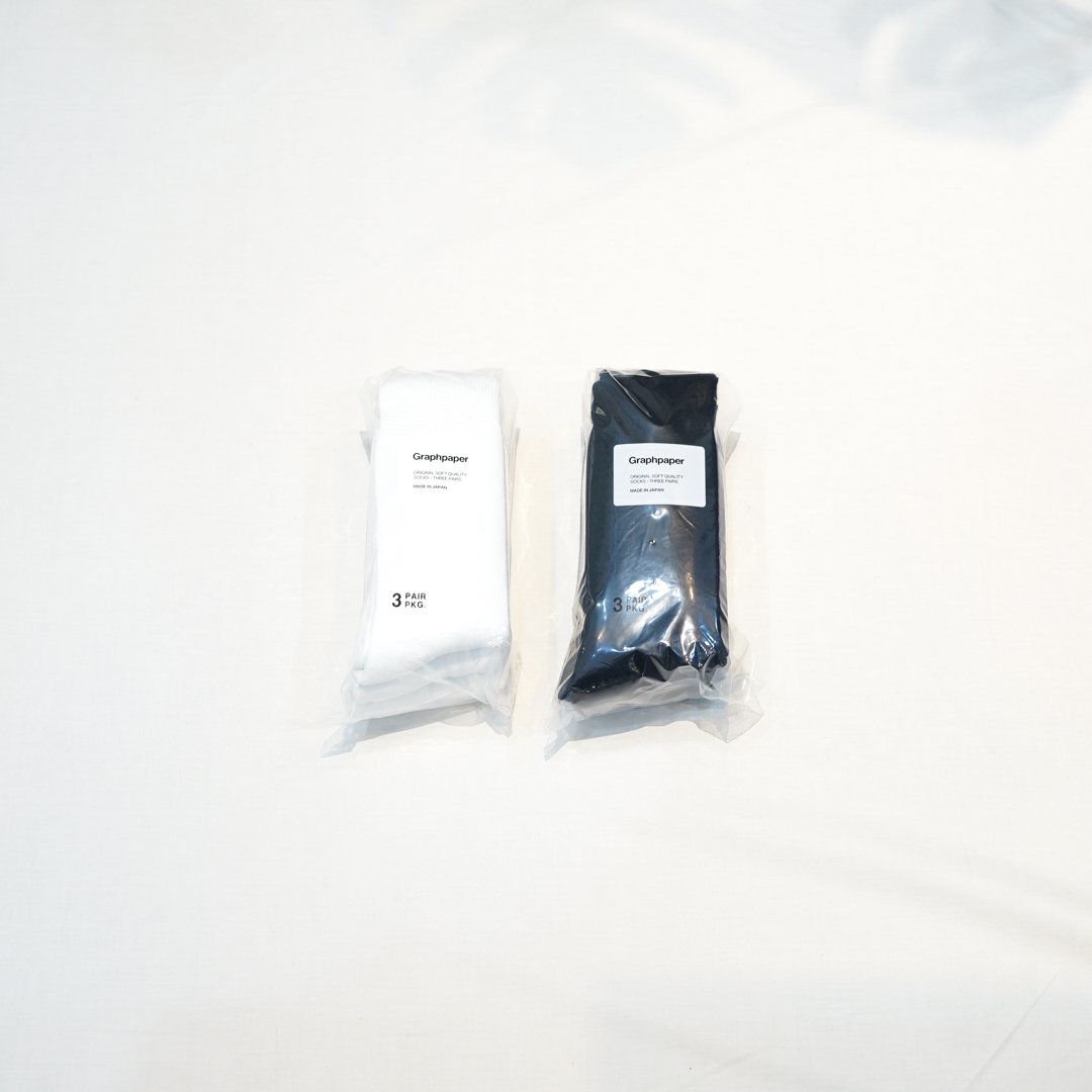 Graphpaper 3-Pack Socks(GU241-90232B)/White/Black