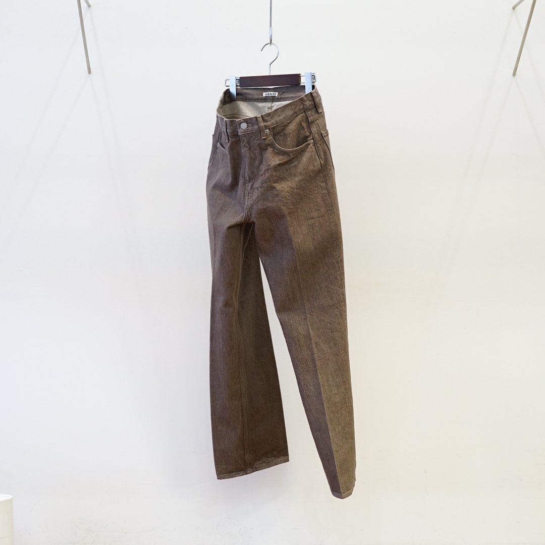 AURALEE Hard Twist Brown Denim Wide Pants(A23AP01MD)/Mocha Brown
