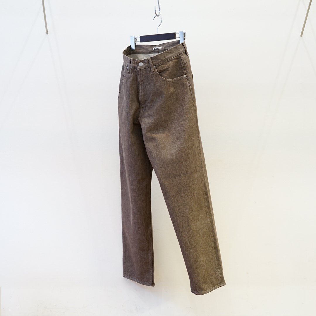 AURALEE Hard Twist Brown Denim Wide Pants(A23AP03MD)/Mocha Brown