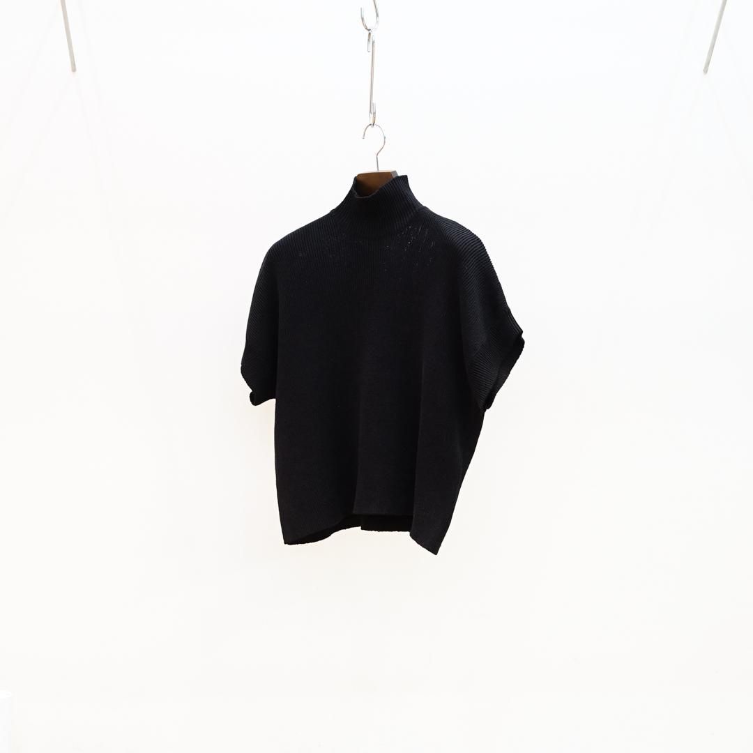Graphpaper (եڡѡ) Linen Solotex S/S Mock Neck Knit (GL251-80060)/Black