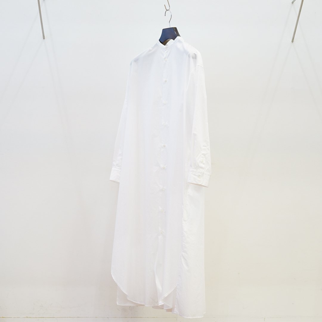 Graphpaper Broad Band Collar Oversized Shirt Dress (GL233-60009B)/White