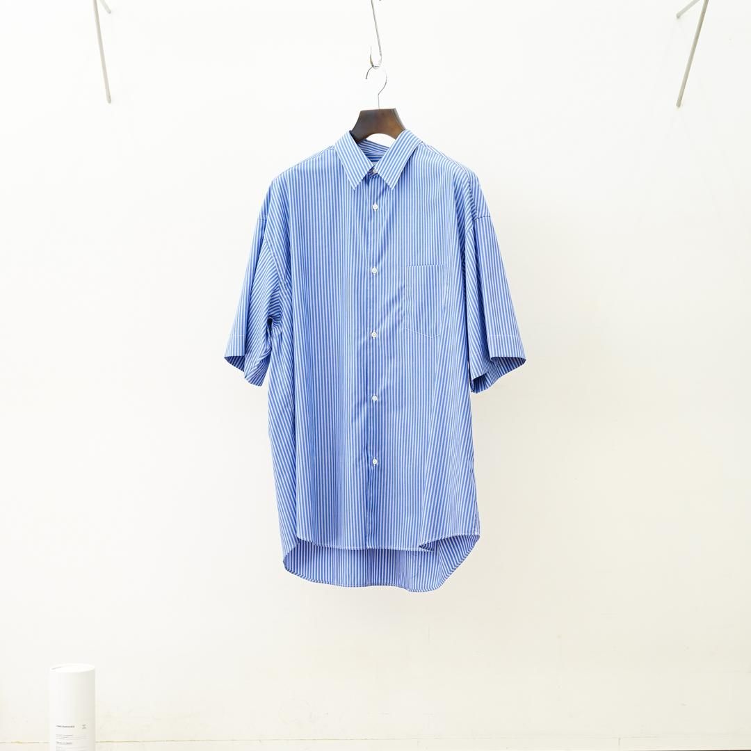 Graphpaper (եڡѡ) SIDOGRAS S/S Oversized Regular Collar Shirt (GM252-50012)/Blue Stripe