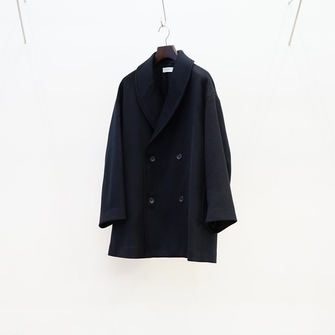 Graphpaper Light Melton Shawl Collar Coat(GM233-10297B)/Black