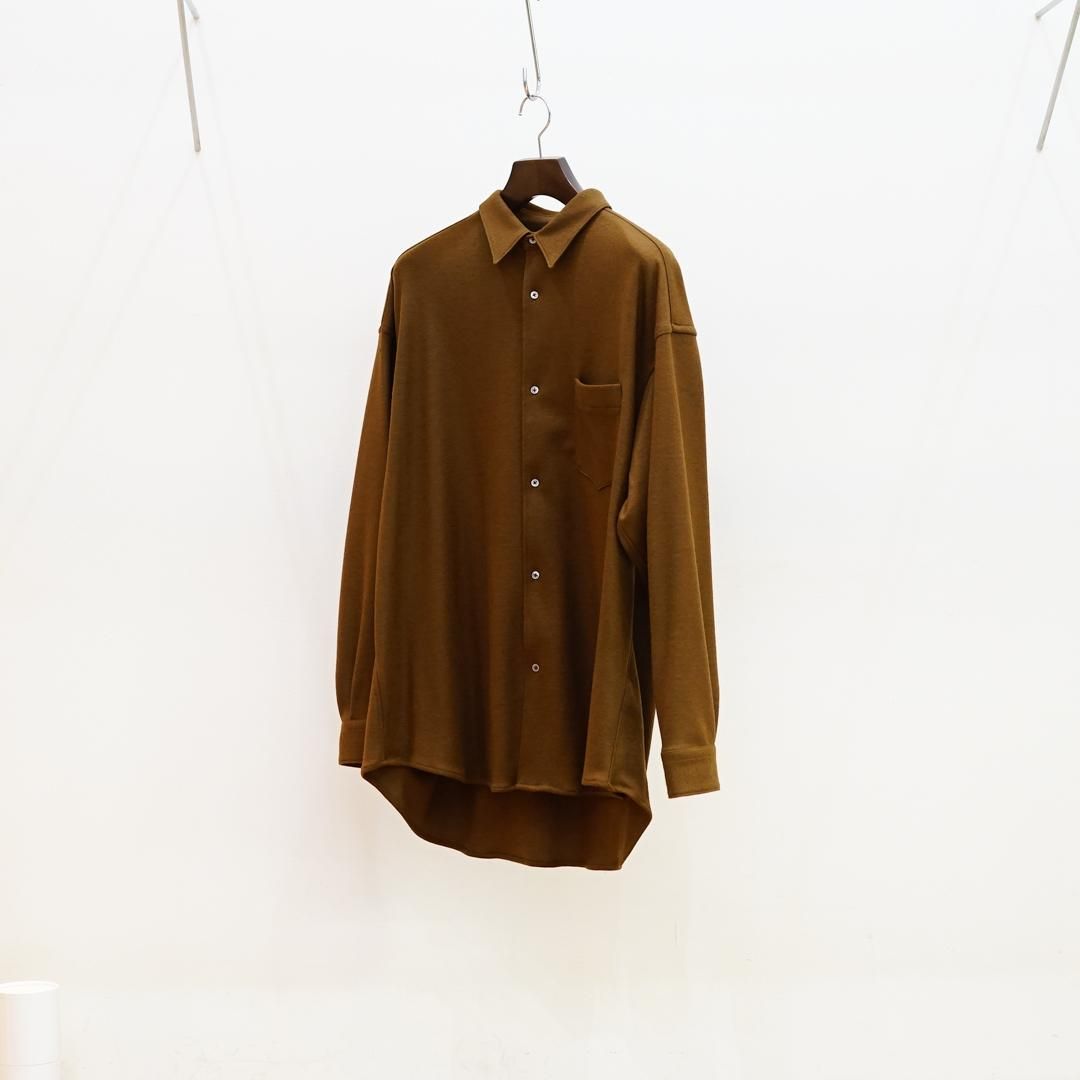 Graphpaper(եڡѡ) Wool Smooth Flannel Oversized Regular Collar Shirt (GU253-50221B)/Brown