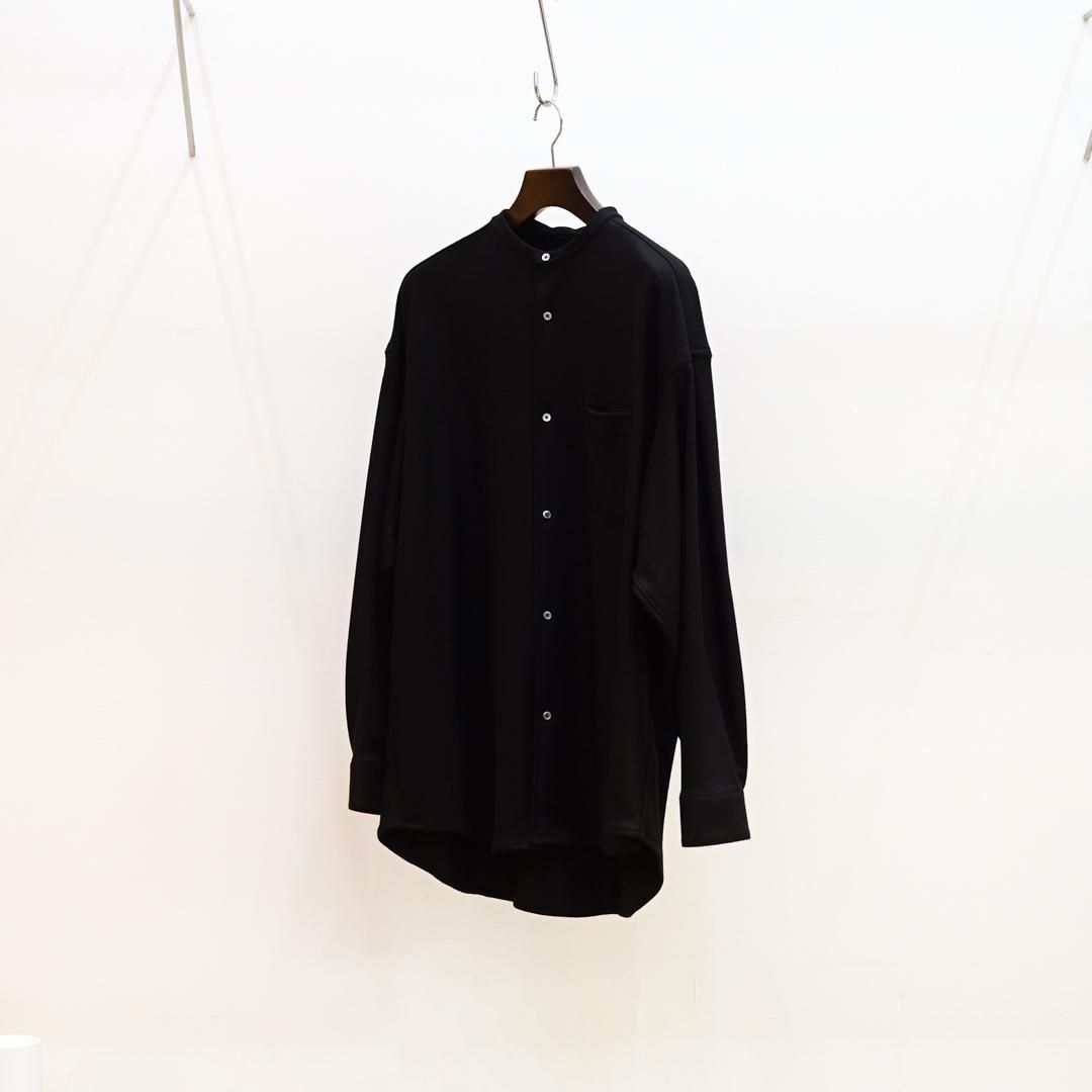 Graphpaper(եڡѡ) Wool Smooth Flannel Oversized Band Collar Shirt (GU253-50222B)/Black
