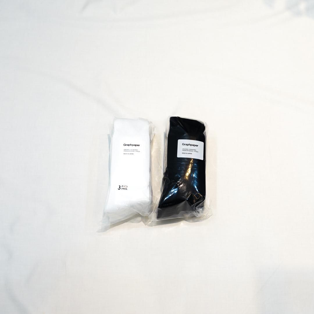 Graphpaper (եڡѡ) 3-Pack Socks (GU254-90028B)/White/Black