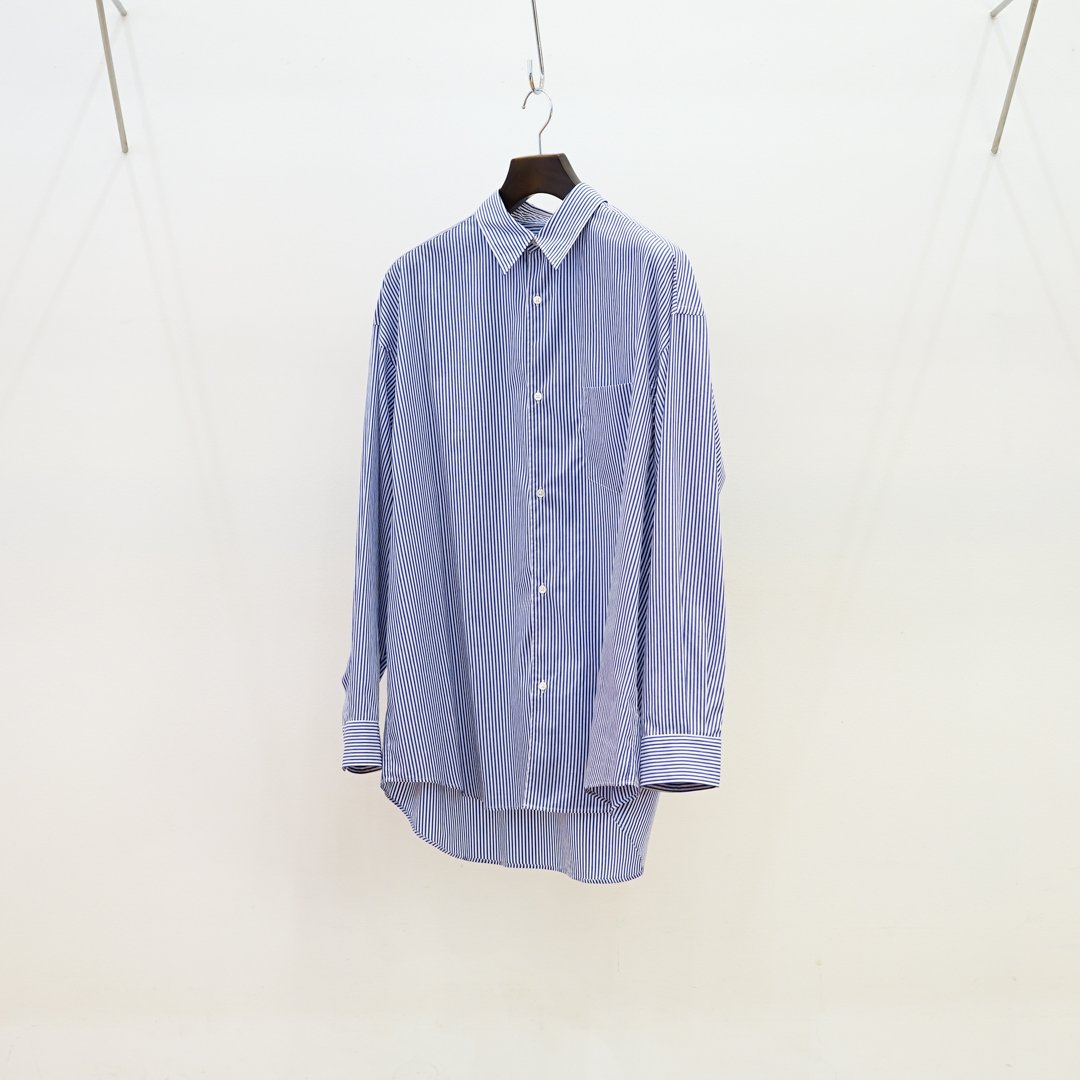 Graphpaper Broad L/S Oversized Regular Collar Shirt (GM241-50001STB)/Blue Stripe