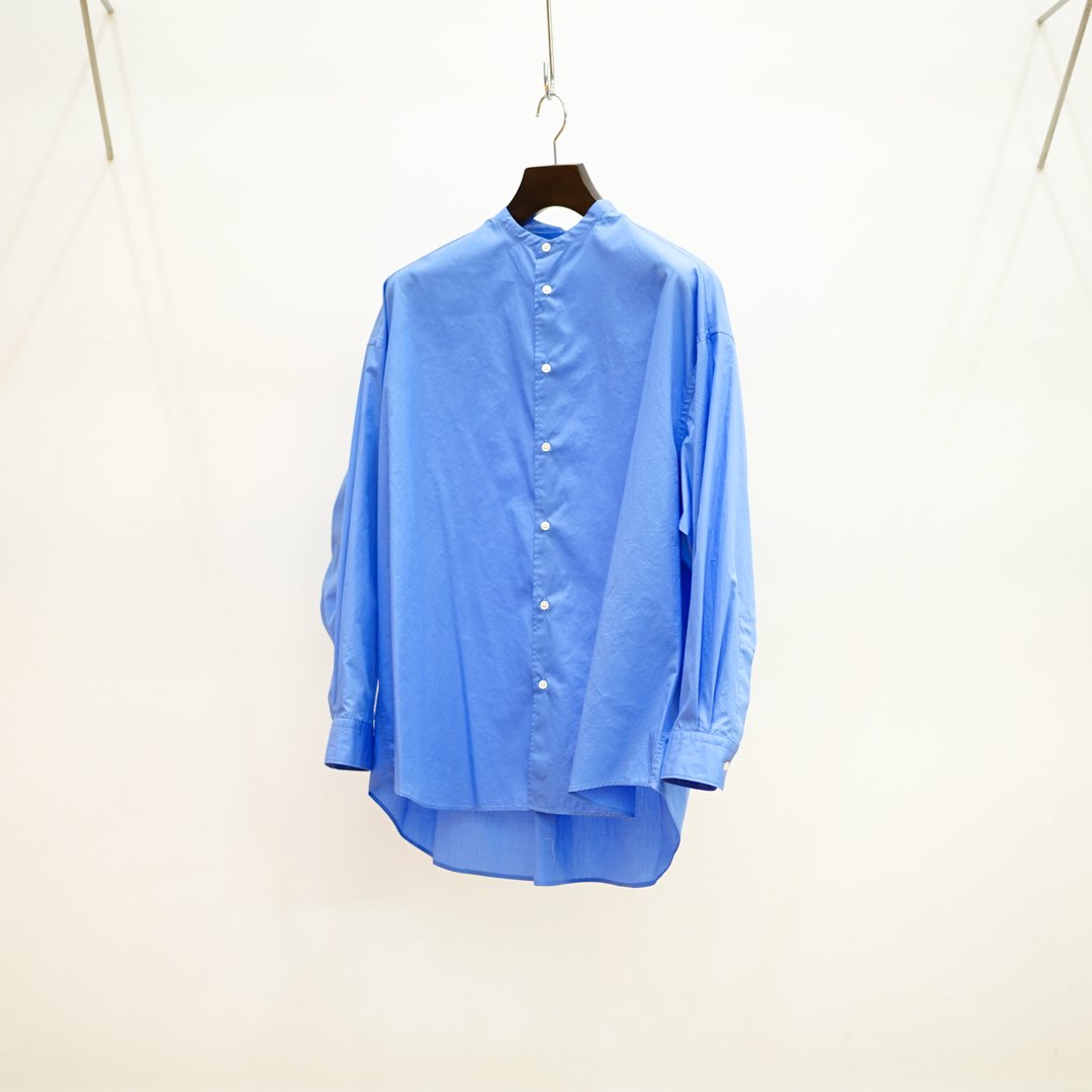 Graphpaper Broad L/S Oversized Band Collar Shirt (GL241-50007B)/Blue