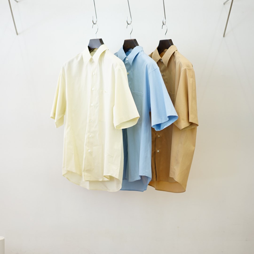 AURALEE (꡼)Washed Finx Twill Big Half Sleeved Shirt(A24SS03TN) Light Yellow//Sax Blue/Light Brown/