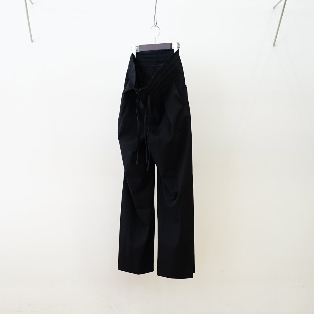 Graphpaper (եڡѡ) Wooly Cotton Twill Drawstring Wide Pants (GL243-40075B)/Black