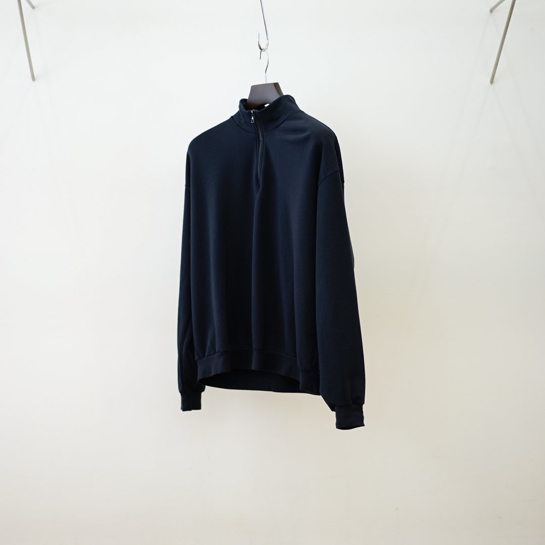 AURALEE (꡼)Elastic High Gauze Sweat Half Zip P/O(A24AP01NU)/Ink Black