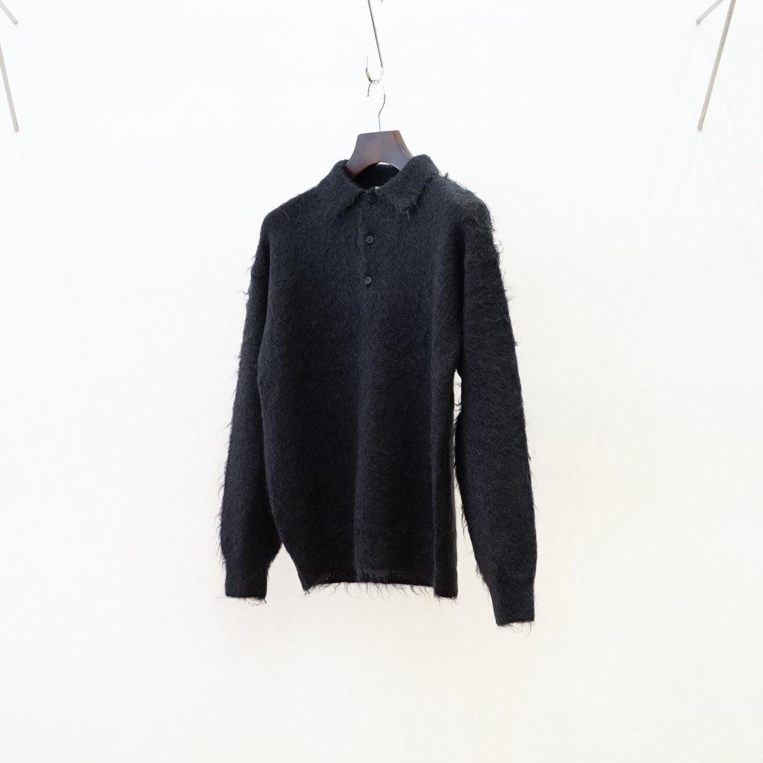 AURALEE (꡼)Brushed Super Kid Mohair Knit POLO(A24AP02KM)/Ink Black