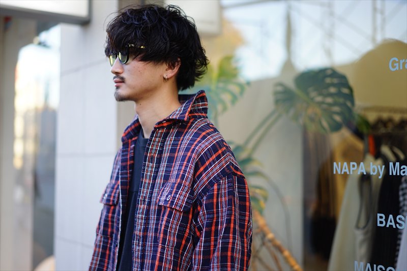 UNUSED(アンユーズド)Lambs Wool Check Shirt/Navy Check