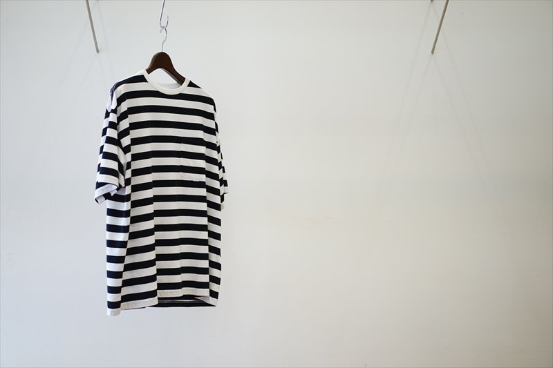 Graphpaper(グラフペーパー)Border S/S Pocket Tee/White×Black