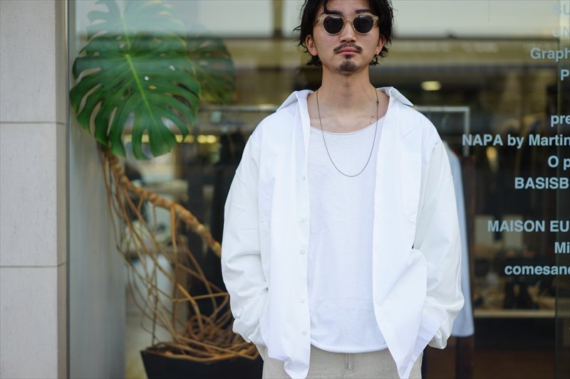 CAMIEL FORTGENS(カミエルフォートヘンス)RESEARCH SHIRT TEE LONG SLEEVE COTTON/JERSEY  WHITE
