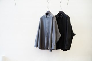 Graphpaper(グラフペーパー)Stretch Kersey Oversized Shirt(GM213-50219)/C.Gray/Black