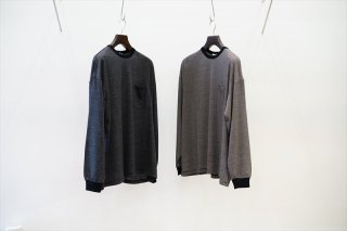 Graphpaper(グラフペーパー)Wool Border L/S Pocket Tee/BLK×WHT/BLK×GRY(GU213-70194)