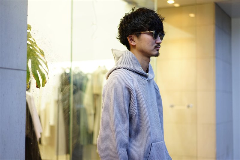 AURALEE(オーラリー)SUPER FINE WOOL RIB KNIT BIG P/O PARKA/ORANGE