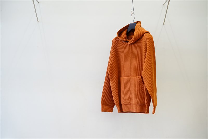 AURALEE(オーラリー)SUPER FINE WOOL RIB KNIT BIG P/O PARKA/ORANGE