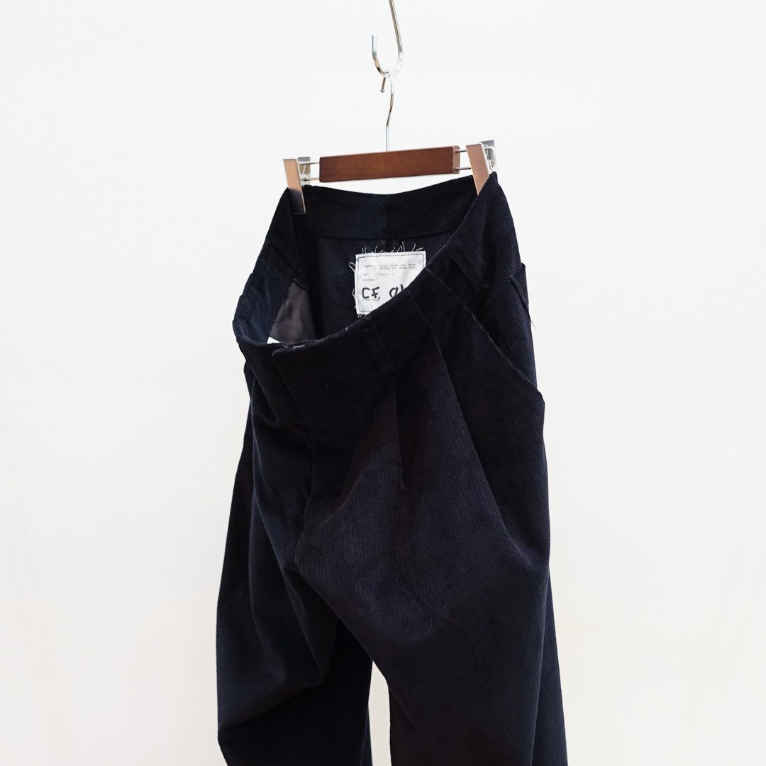 ［UNISEX］CAMIEL FORTGENS×OMEN WAPTA(カミエルフォートヘンス) CF.OW.03 Pleated Suit Pants Cotton Corduroy/Black