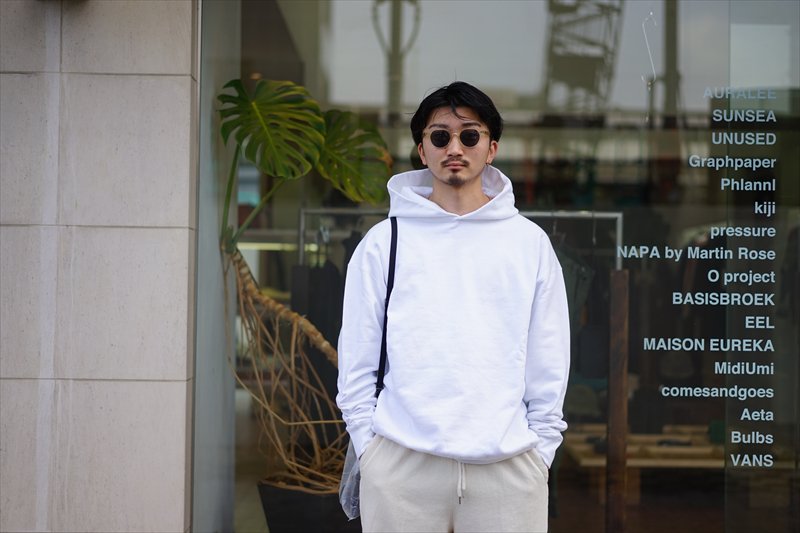 EASTFAREAST(イーストファーイースト)Model014 Baloon Hoodie/White/Botan